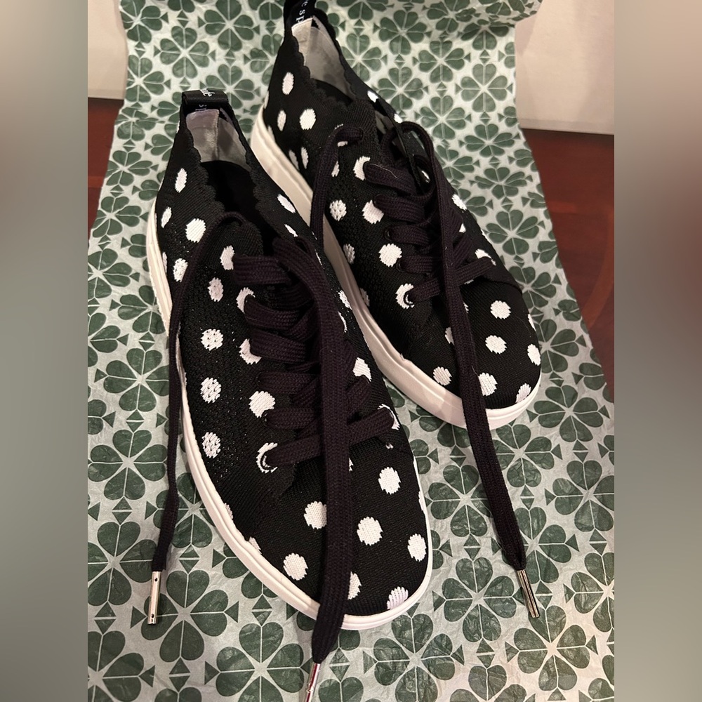 NWOT Kate Spade black with white polka dot sneakers. Size 6.5